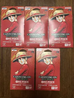 One Piece TCG: Carrying On His Will Sleeved Booster Pack Lot OP-13 ENGLISH 5pks - Image 1