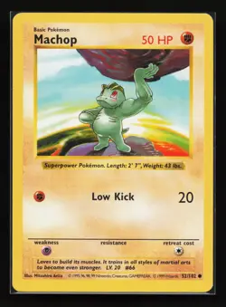 Machop 52/102 Common Base Set (Shadowless) Pokemon Card - Image 1
