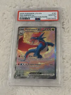2025 POKEMON JTG EN-JOURNEY TOGETHER #187 SALAMENCE EX PSA 10 GEM MT - Image 1
