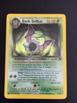 Pokemon Dark Golbat TCG Team Rocket Holo Card 7/82 Unlimited Rare NM Condition - Image 1
