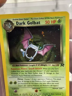Pokemon Dark Golbat Holo TCG Card 7/82 Team Rocket NM Near Mint Vintage SWIRL - Image 2