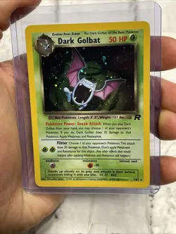 Pokemon Dark Golbat Holo TCG Card 7/82 Team Rocket NM Near Mint Vintage SWIRL - Image 4