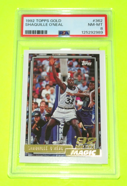 SHAQUILLE O'NEAL SCARCE 1992 TOPPS GOLD #362 PSA-8 NM/MT ROOKIE RC CARD - Image 1