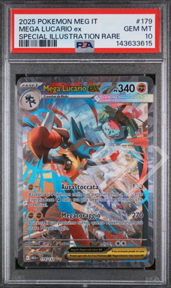 Pokemon Card Mega Lucario ex 179/132 MEG Mega Evolution - PSA 10 Italian - Image 1