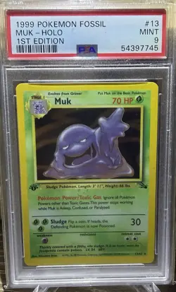 Muk Holo 13/62 1st Edition Fossil Pokemon PSA 9 - Image 1