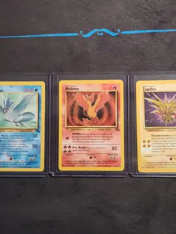 Pokemon Fossil Legendary Bird Set Moltres 27/62 Zapdos 30/62 Articuno 17/62 MP - Image 1
