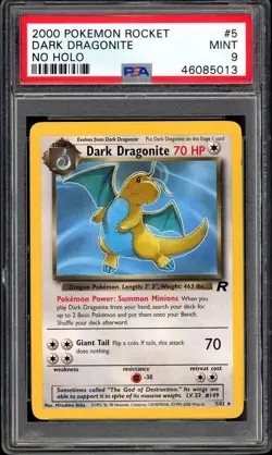 Dark Dragonite 5/82 Non Holo Error PSA 9 Team Rocket Pokemon - Image 1