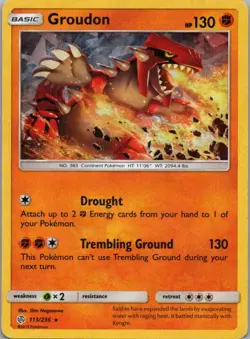 Pokemon TCG Groudon 113/236 Cosmic Eclipse Cracked Ice Holo LP - Image 1