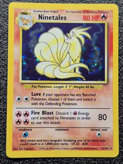 Pokemon Ninetales Base Set 12/102 Holo Rare 80 HP Stage 1 Pokemon TCG English - Image 2