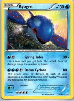 Pokemon TCG Kyogre 53/160 Primal Clash LP - Image 1