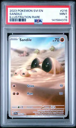 Sandile Illustration Rare Pokemon Svi En-Scarlet & Violet 216 NM PSA 9 - Image 1