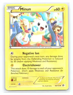 Minun 48/113 Uncommon Legendary Treasures Pokemon Lightly Played - Image 1