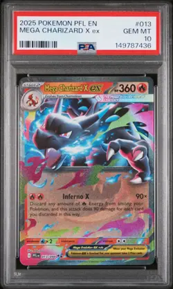 2025 POKEMON PFL EN-PHANTASMAL FLAMES #013 MEGA CHARIZARD X EX PSA 10 - Image 1