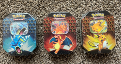Pokemon Hidden Fates Tin Charizard, Raichu, Gyarados - Set of 3 - Factory Sealed - Image 1