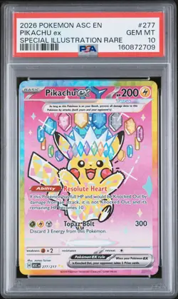 2026 POKEMON ASC EN-ASCENDED HEROES SPECIAL ILLUSTRATION RARE PIKACHU EX PSA 10 - Image 1