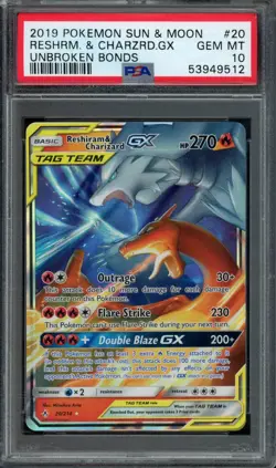 Pokemon Reshiram & Charizard GX 2019 S&M Unbroken Bonds #20 PSA 10 Gem Mint - Image 1