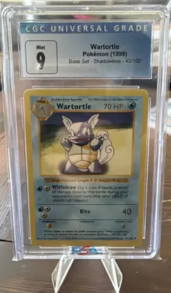 Pokemon 1999 Base Set Shadowless Wartortle 42/102 CGC 9 Mint - Image 1