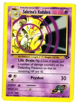 Pokemon TCG Sabrina's Kadabra 58/132 Uncommon Gym Challenge Unlimited LP - Image 1
