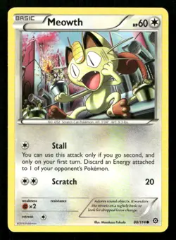 Meowth 88/114 Steam Siege LP Pokemon - Image 1