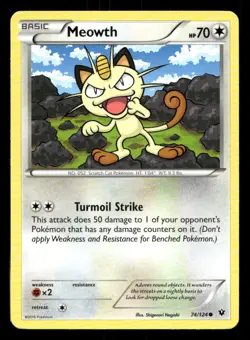 Meowth 74/124 Fates Collide LP Pokemon - Image 1
