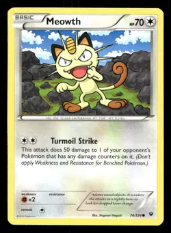 Meowth 74/124 Fates Collide LP Pokemon - Image 1