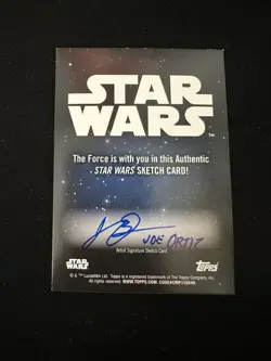 Kylo Ren Ben Solo Sketch Card Artist Topps Star Wars by Joe Ortiz Auto 1/1 A591 - Image 2