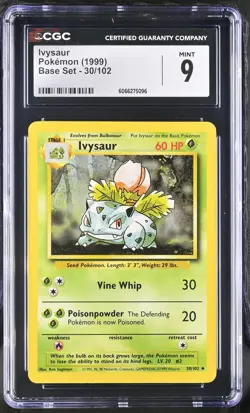 CGC 9 MINT Ivysaur 1999 Base Set 30/102 Pokemon Card - Image 1