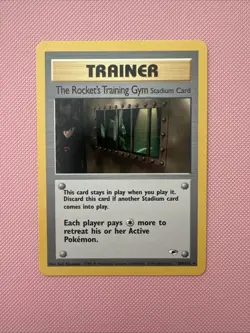Rocket's Training Gym Stadium Card 104/132 Rare Gym Heroes Trainer Pokemon LP - Image 1