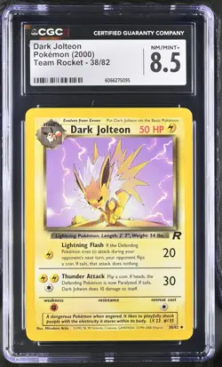CGC 8.5 Dark Jolteon 2000 Team Rocket 38/82 Pokemon Card - Image 1