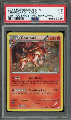 2013 PSA 3 Pokemon Legendary Treasures Charizard Cosmos Holo 19/113 Card VG - Image 1