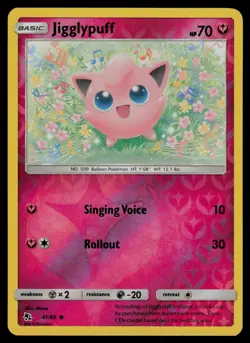 Jigglypuff 41/68 Common Hidden Fates Pokemon Reverse Holo Lightly Played - Image 1