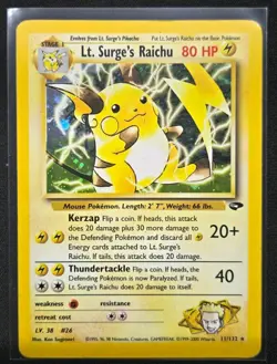 Lt. Surge's Raichu Holo Rare Gym Challenge #11/132 Damaged Pokemon TCG - Image 1