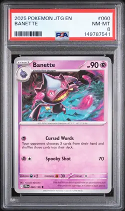 2025 POKEMON JTG EN-JOURNEY TOGETHER #060 BANETTE PSA 8 - Image 1