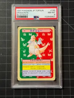1997 POKEMON JAPANESE TOPSUN BLUE BACK #149 DRAGONITE PSA 8 - Image 1