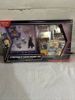 Cynthia's Garchomp ex Premium Collection Box New Sealed Pokemon TCG (6 Boosters) - Image 1
