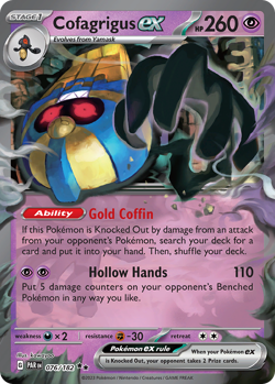 COFAGRIGUS EX 076/182 DOUBLE RARE PARADOX RIFT HOLO NM/M POKEMON - Image 3