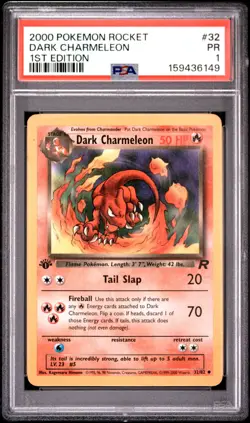 2000 POKEMON ROCKET 1ST EDITION #32 DARK CHARMELEON PSA 1 - Image 1