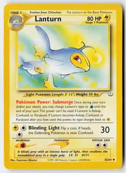 Pokemon Lanturn - 32/64 - Uncommon Neo Revelation Unlimited MP - Image 1