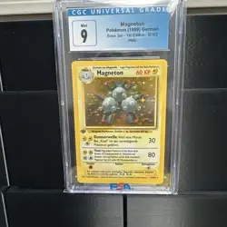 CGC 9 1st Edition Base Set Magneton Holo German 1999 Pokemon 9/102 - Image 1