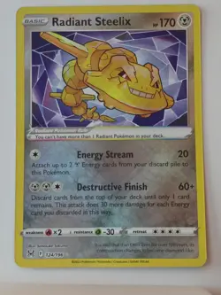 RADIANT STEELIX 124/196 RADIANT RARE LOST ORIGIN HOLO NM/M POKEMON - Image 1