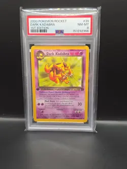 2000 Pokemon Dark Kadabra 39/82 Team Rocket 1st Edition PSA 8 - Image 1