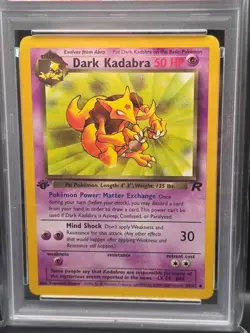 2000 Pokemon Dark Kadabra 39/82 Team Rocket 1st Edition PSA 8 - Image 2
