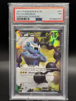 Pokemon Thundurus Full Art Holo Emerging Powers 97/98 2011 PSA 1 pop 2 - Image 1