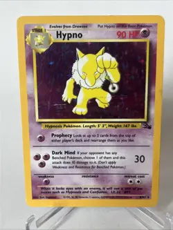 Hypno #8 8/62 Holo Rare Unlimited Fossil Pokemon Card Vintage WOTC - HP - Image 1