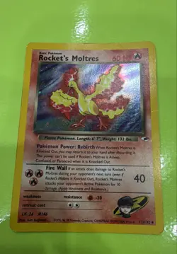 Rocket's Moltres 012/132 Gym Heroes Holo Vintage original Nintendo Card 2000 - Image 1