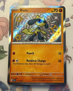 Pokemon TCG Riolu 173/091 SV Paldean Fates Shiny Rare Holo ENG - Image 1