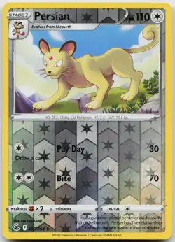 Persian 200/264 Uncommon Fusion Strike Pokemon Reverse Holo Near Mint - Image 1