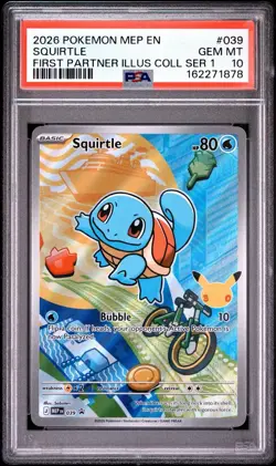 2026 Pokemon Black Star Promo #039 Squirtle First Partner Illus Series 1 PSA 10 - Image 1