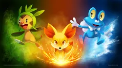 Pokemon pokmon anime deviantart chespin fennekin froakie playmat gaming mat - Image 1