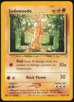 SUDOWOODO 77/111 COMMON NEO GENESIS POKEMON UNLIMITED NEAR MINT - Image 1